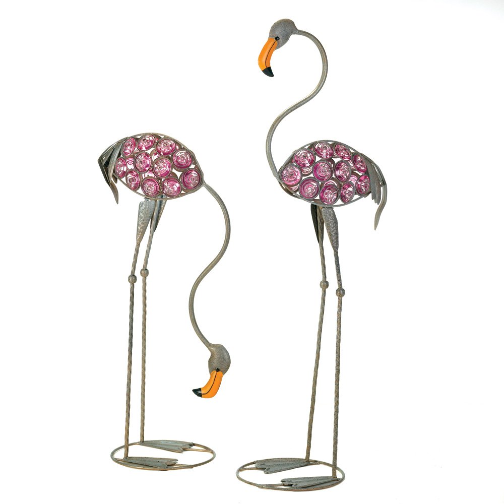 Glass art flamingo statues