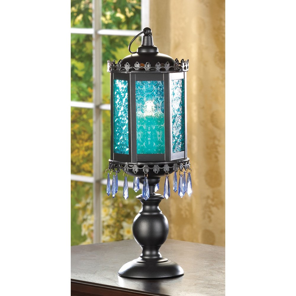 Exotic azure pedestal lantern