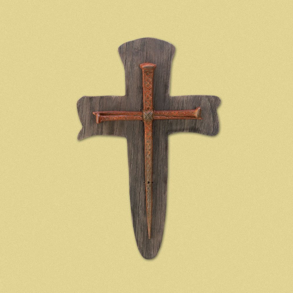 Rustic nail cross plaque