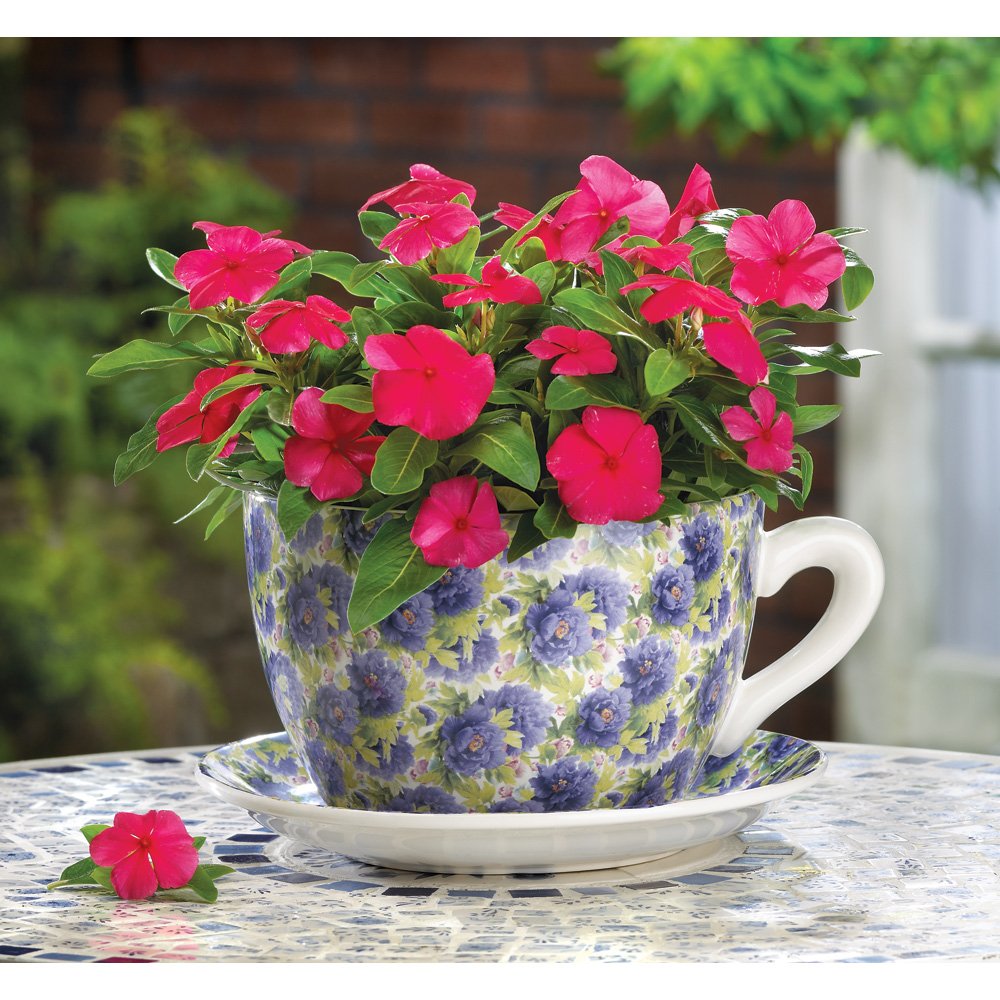 Lavender rose teacup planter