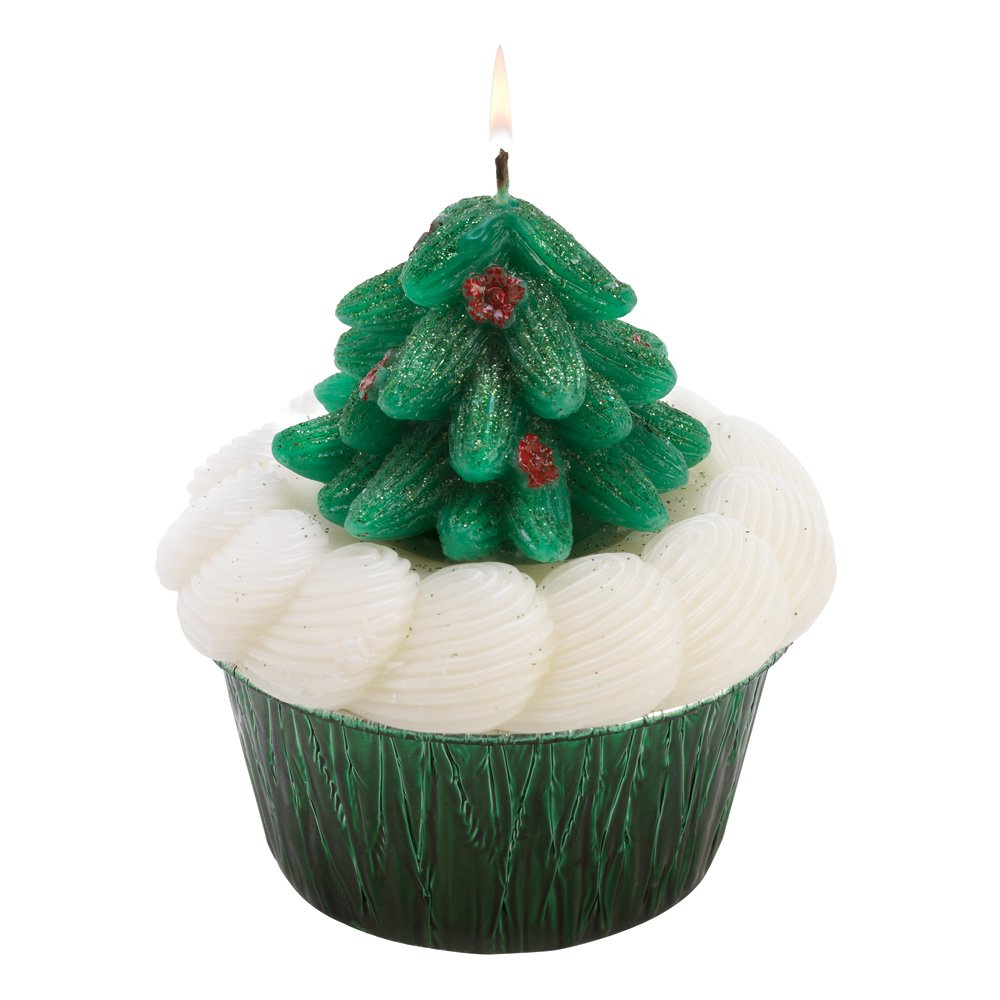 Christmas tree cupcake candle