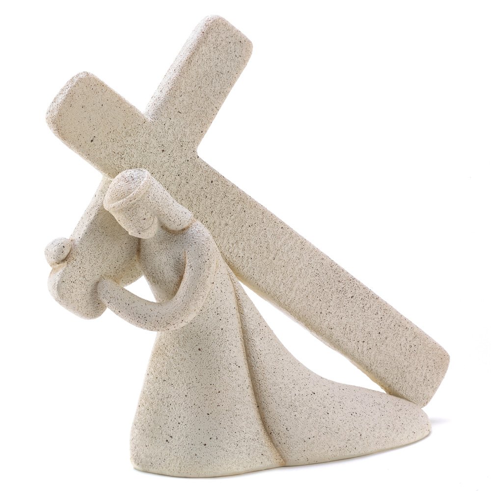 Sandcast jesus cross figurine