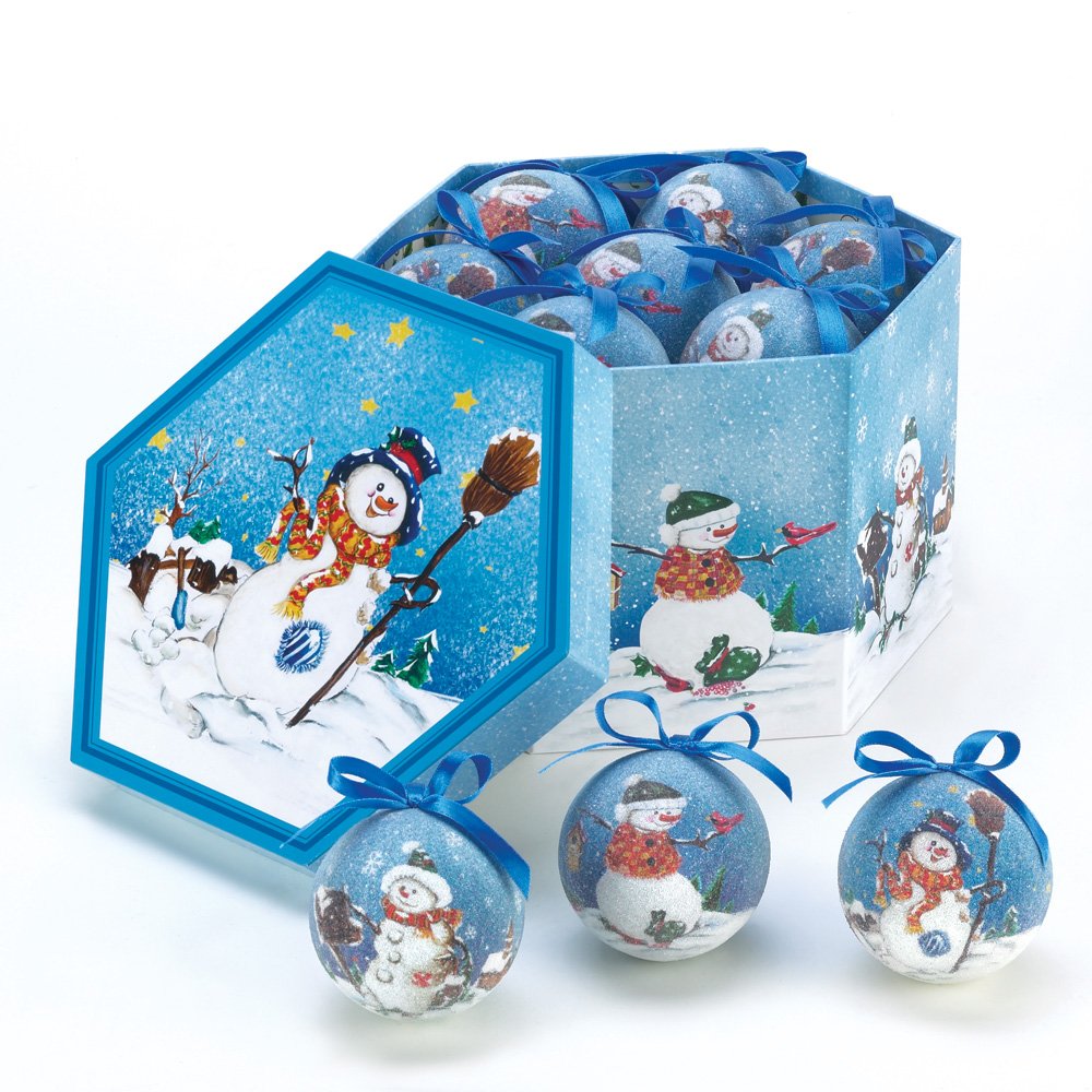 Blue snowman ornament box set