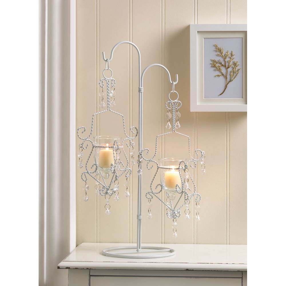 White crystal drop candle stand