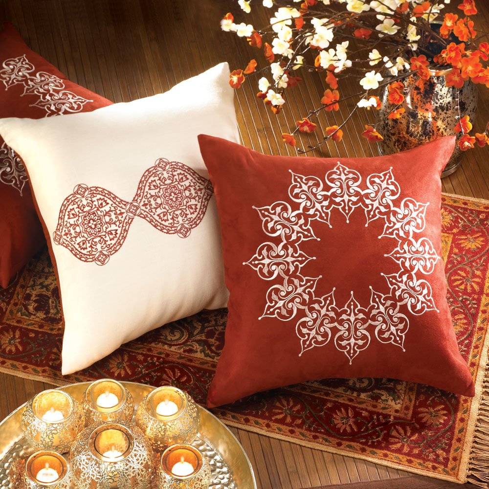 Ecru and spice throw pillow