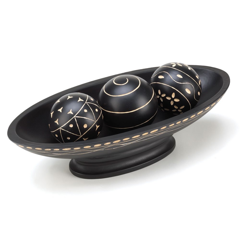Black wooden decorative ball set