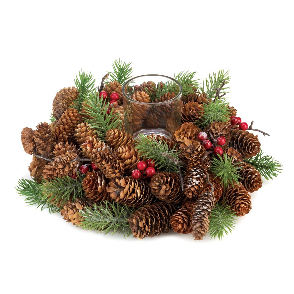 Pine cone wreath candleholder