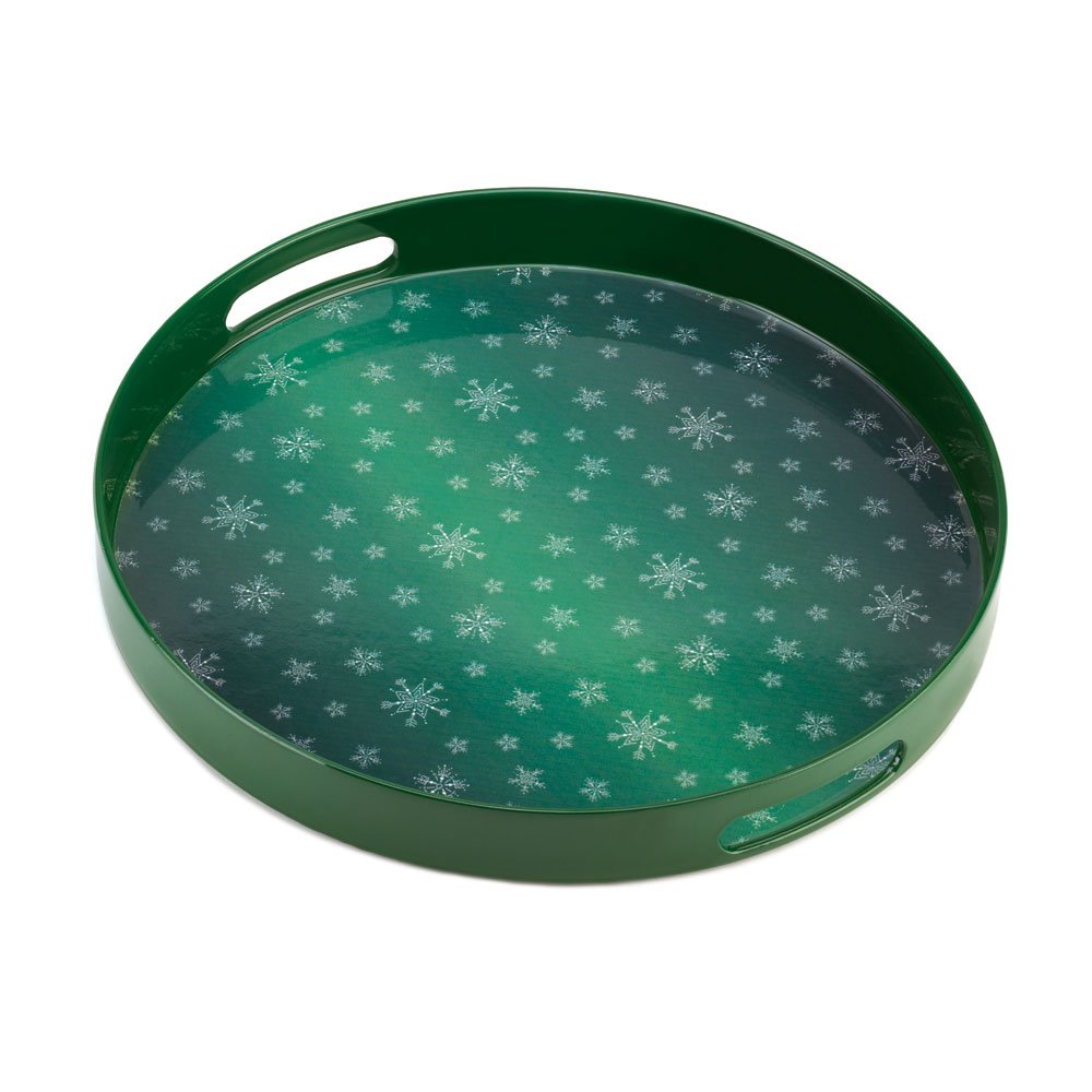 Green snowflake serving tray