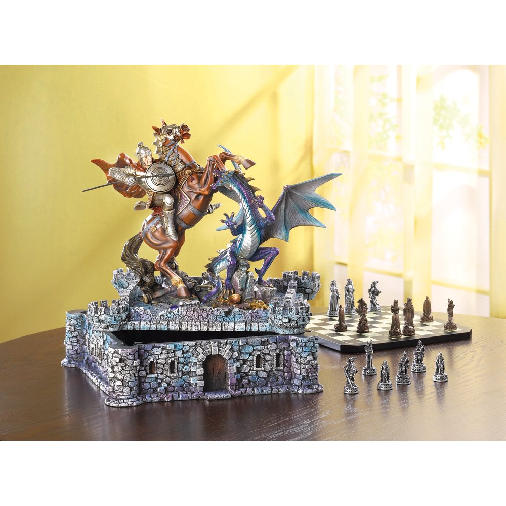 Dragon & knight chess set