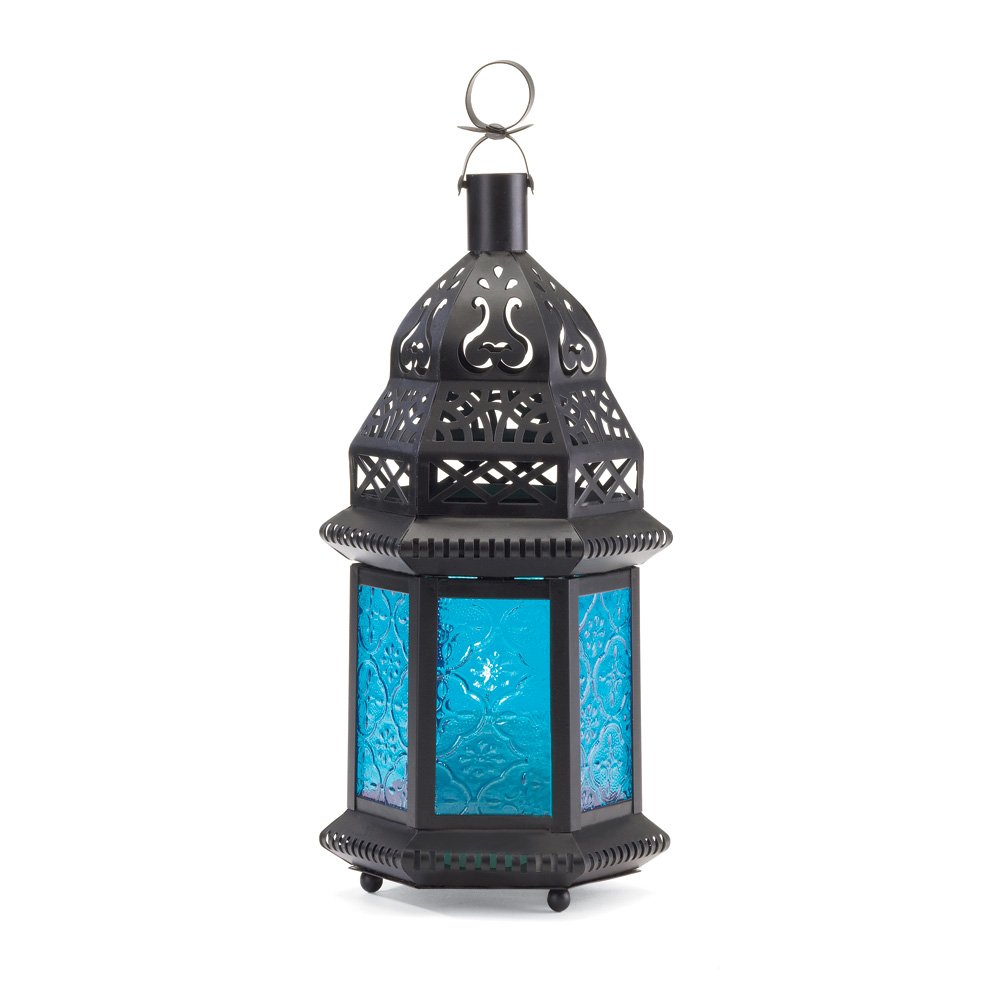 Blue glass moroccan lantern