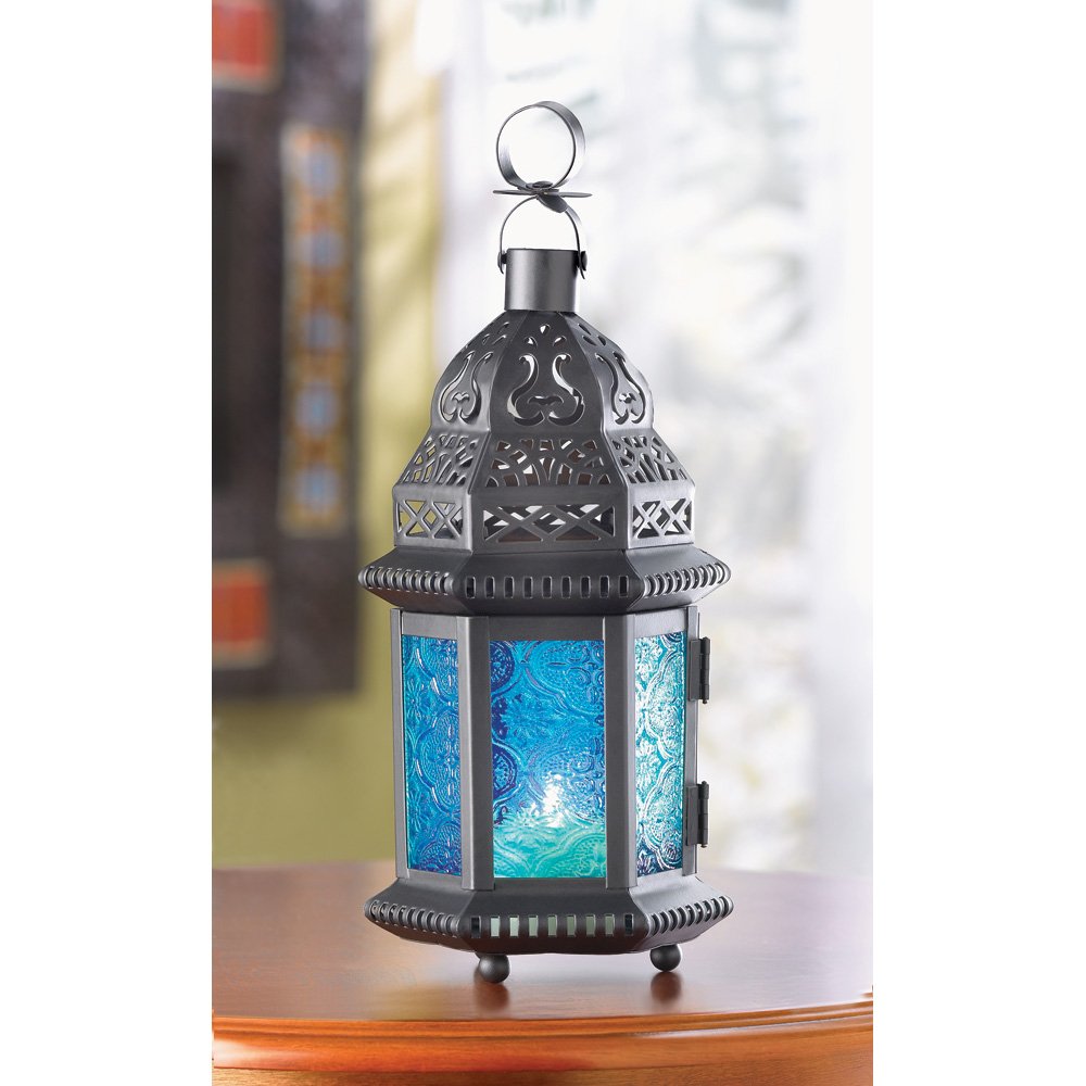 Blue glass moroccan lantern