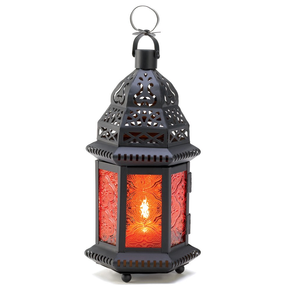 Amber glass moroccan lantern
