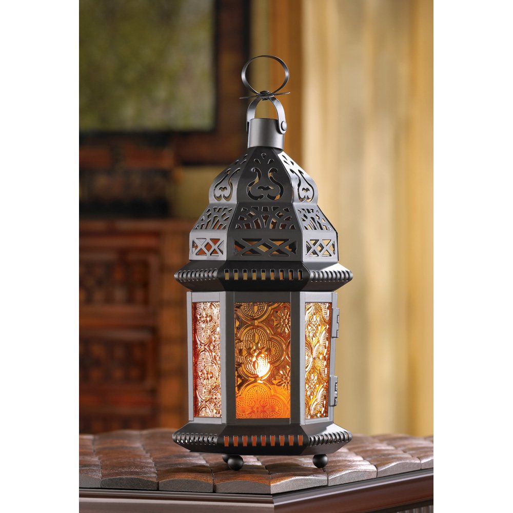 Amber glass moroccan lantern
