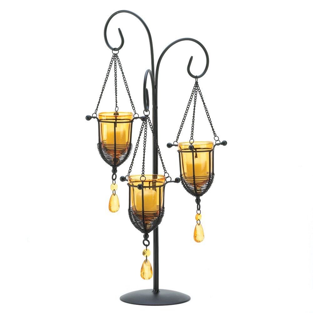Amber crystal drop candelabra