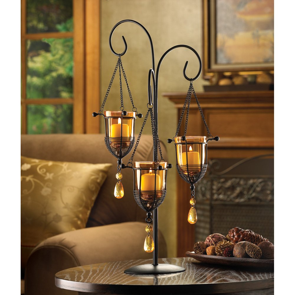 Amber crystal drop candelabra