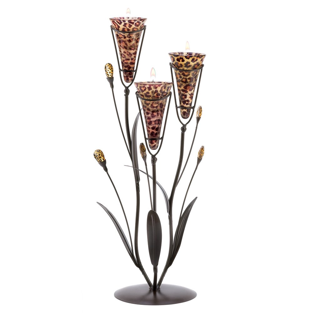 Leopard lily triple candle tre