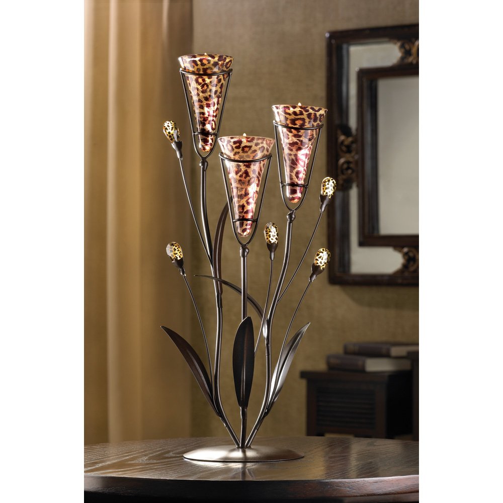 Leopard lily triple candle tre