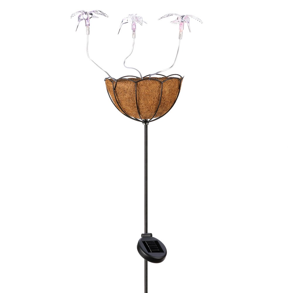 Solar hummingbird basket stake
