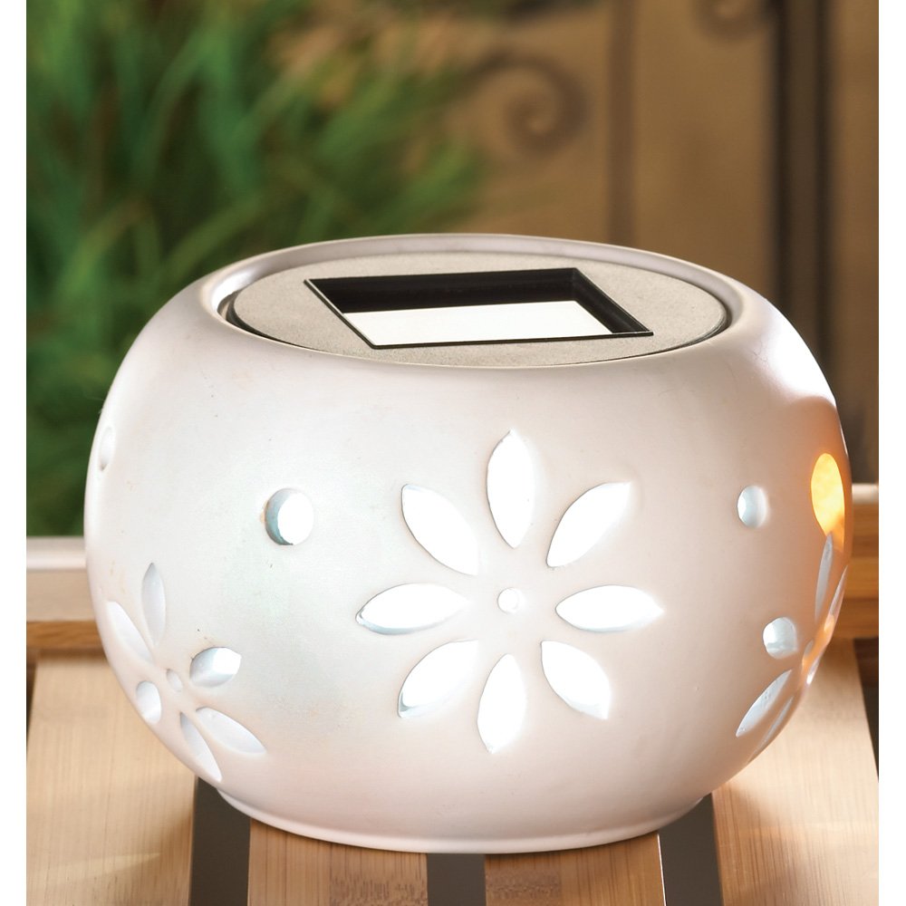 White tabletop solar lamp