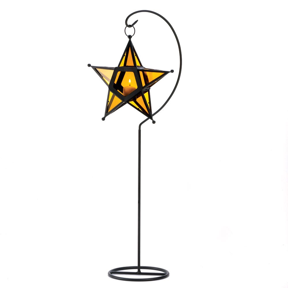 Amber glass star lantern stand