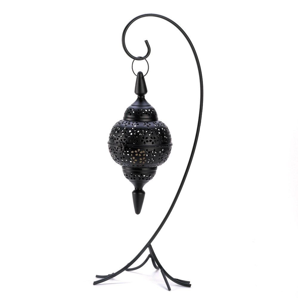 Black lacy cutout floor lantrn