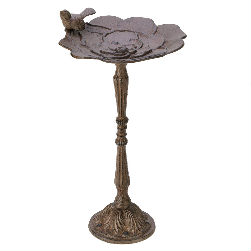 Rustic iron birdbath