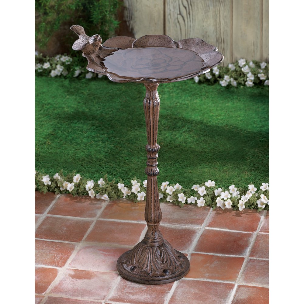 Rustic iron birdbath