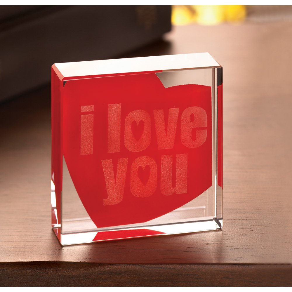 I love you glass cube