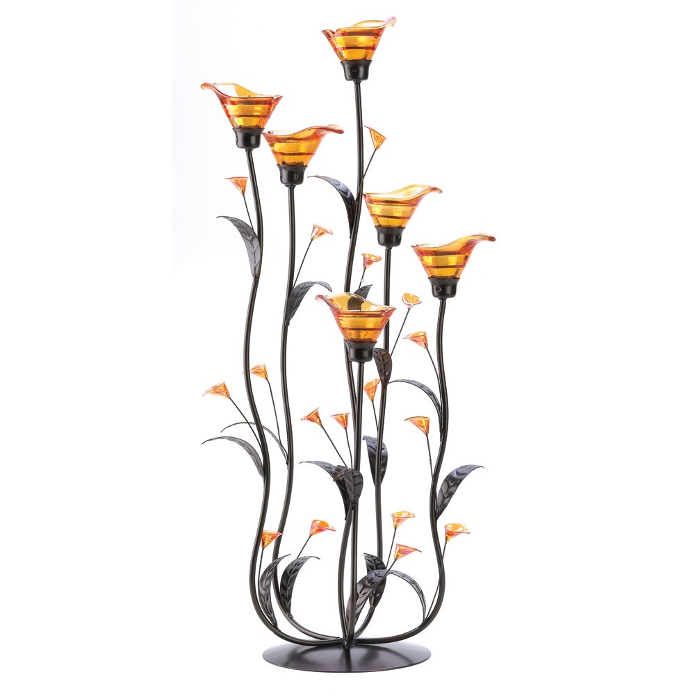 Amber calla lilly candleholder