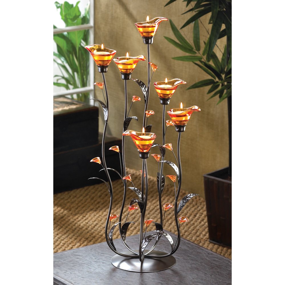 Amber calla lilly candleholder