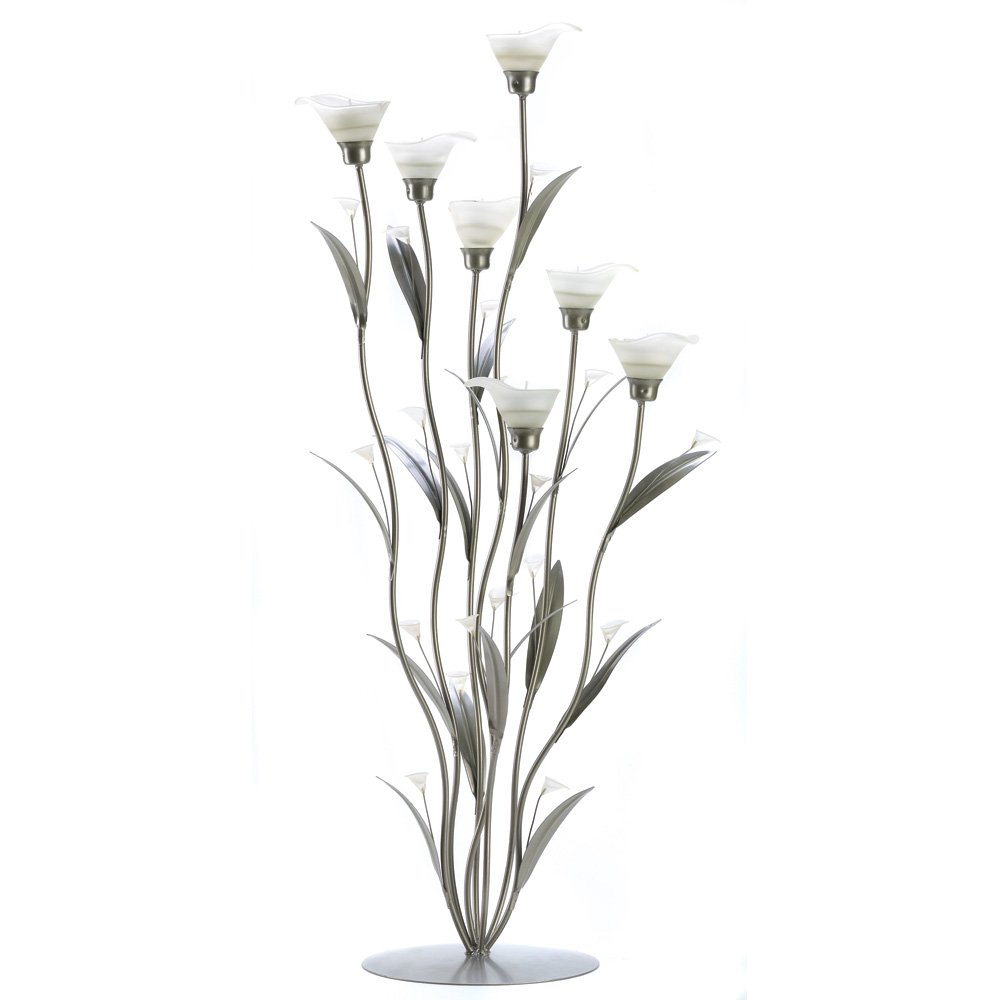 Silver calla lily candleholder