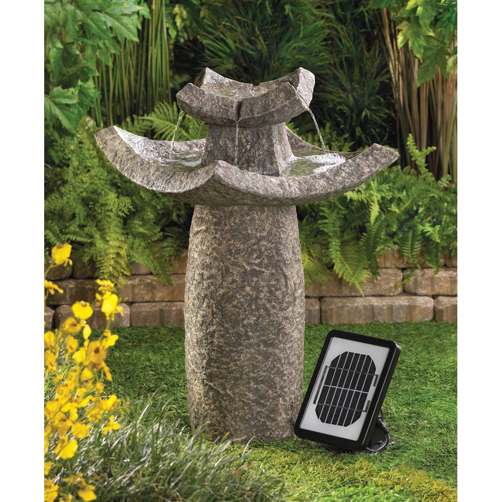Temple solar water fountain