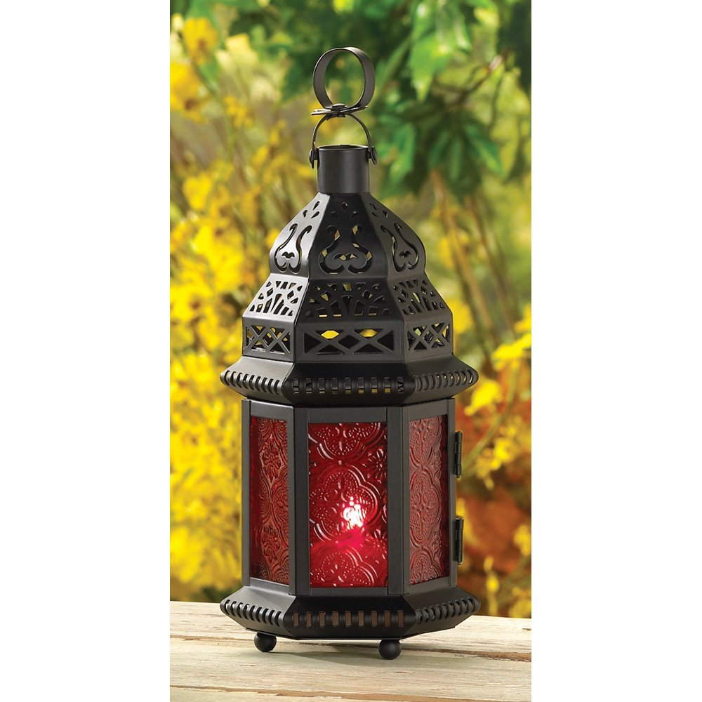 Red glass moroccan lantern