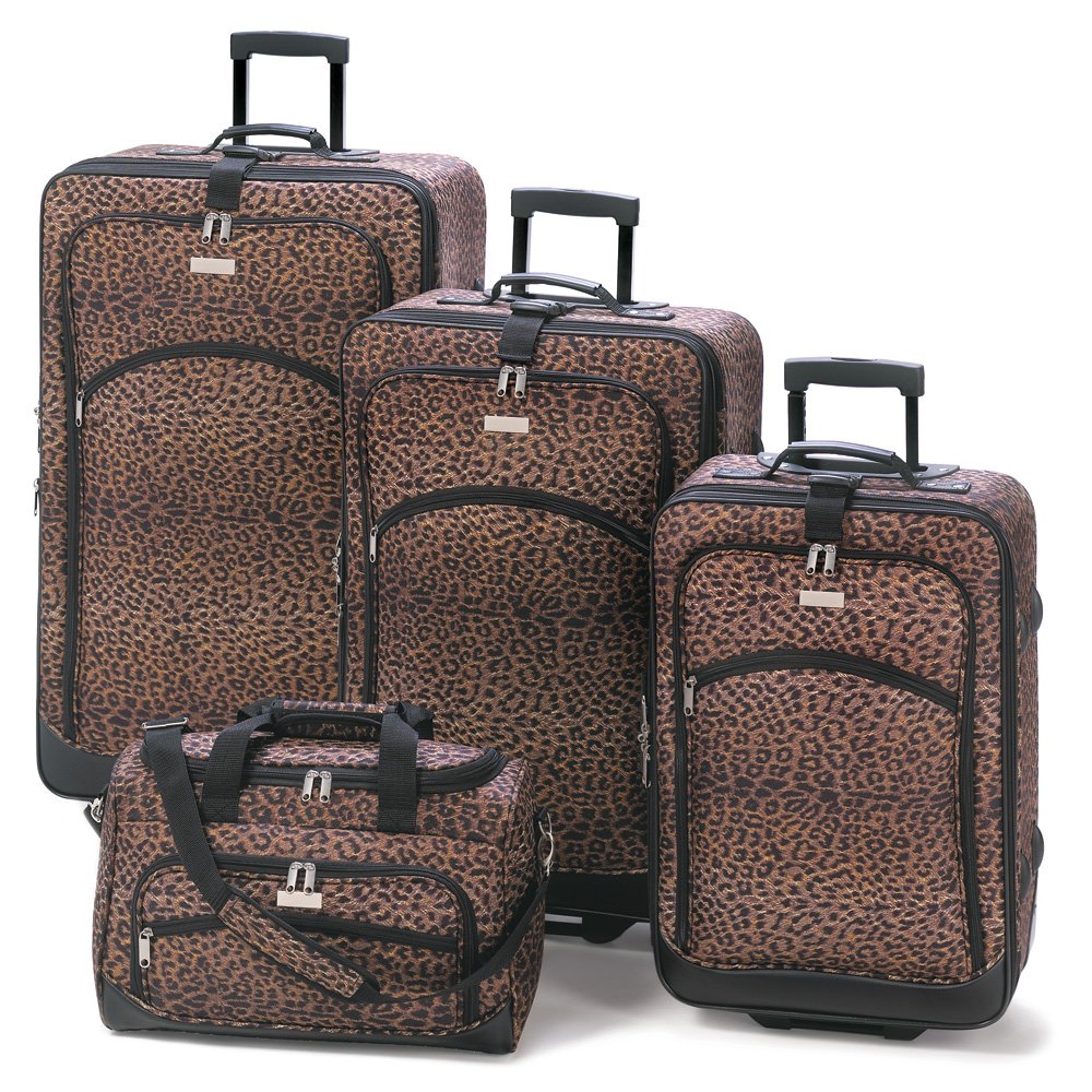 Leopard print luggage ensemble