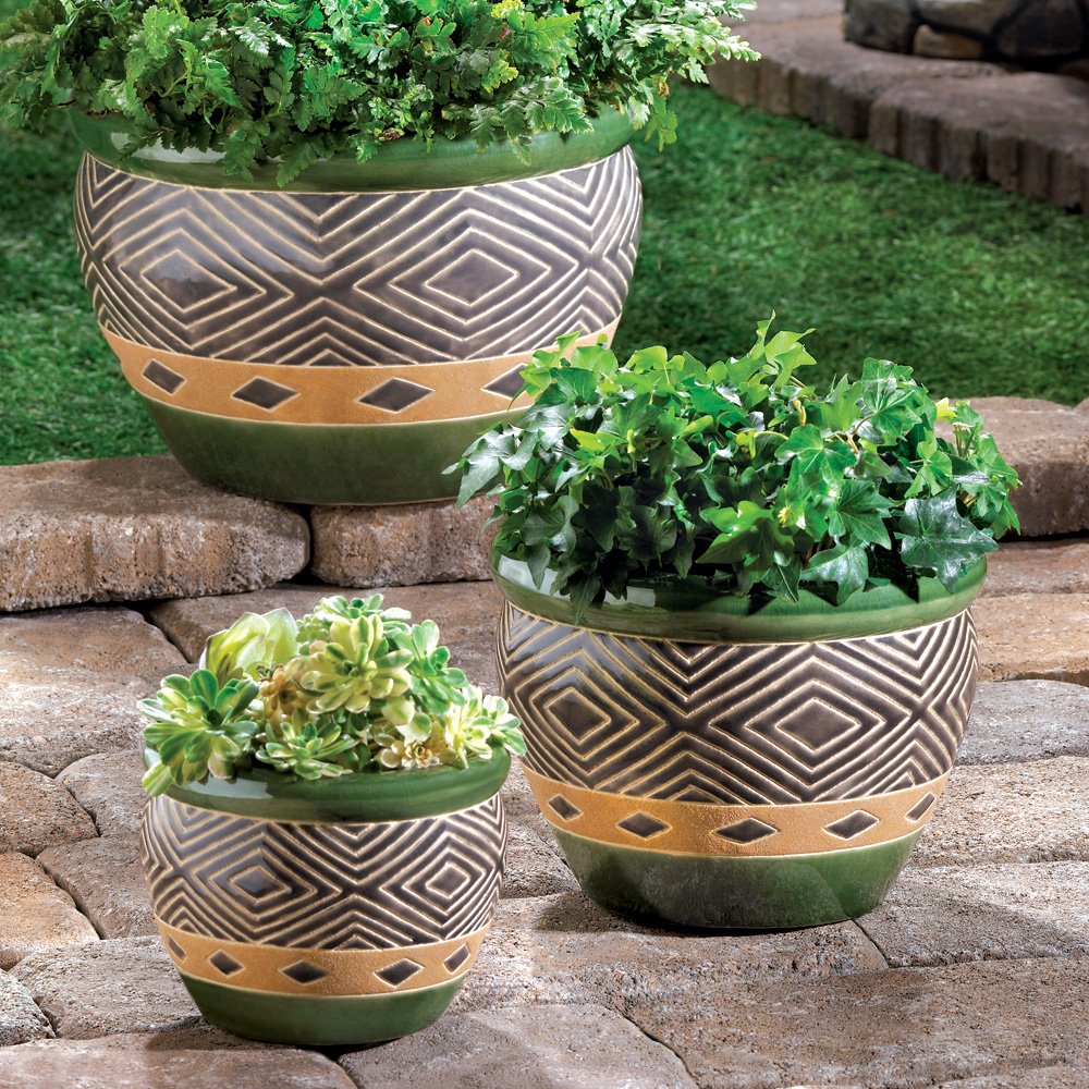 Jade planters trio