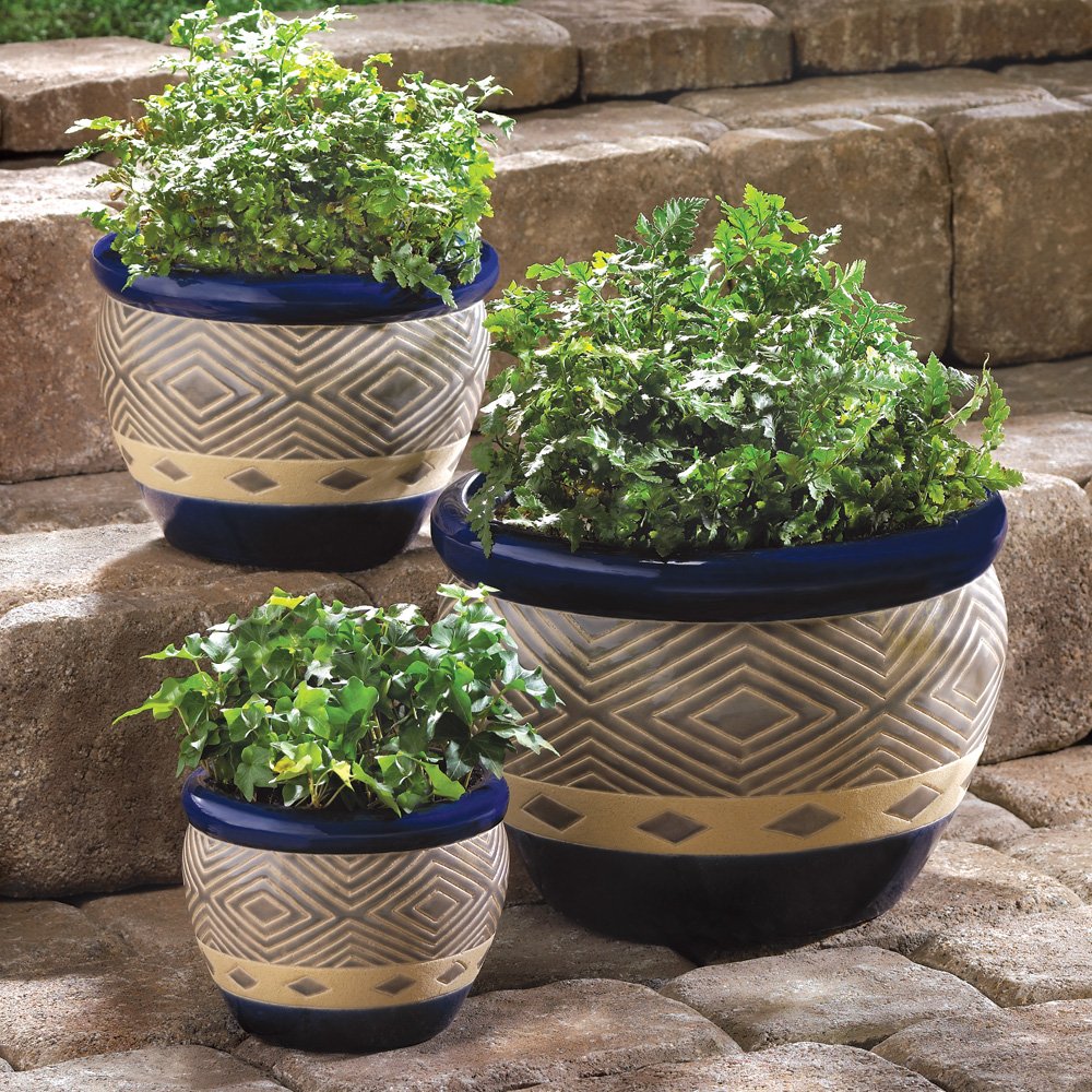 Cobalt planters trio