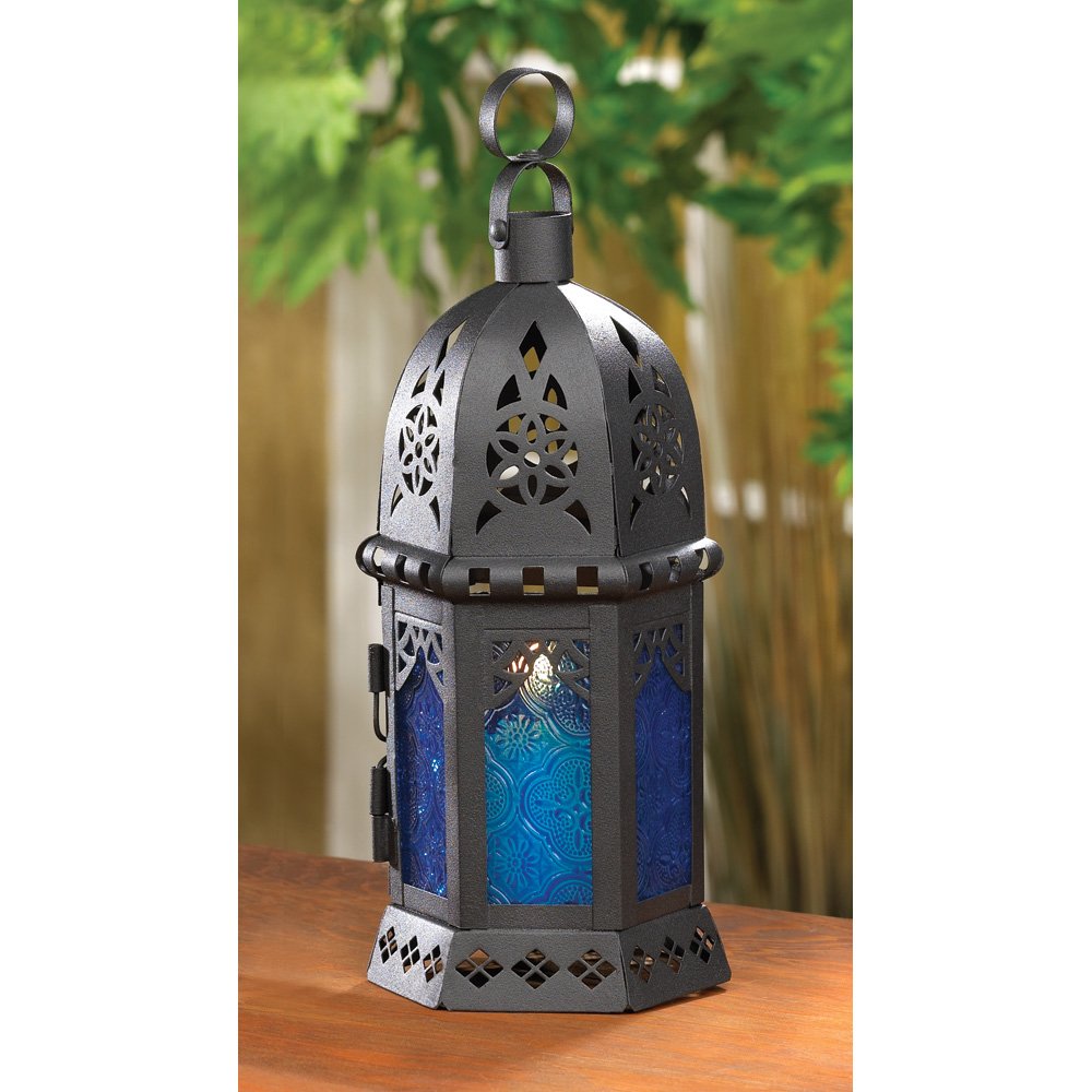 Ocean blue candle lantern