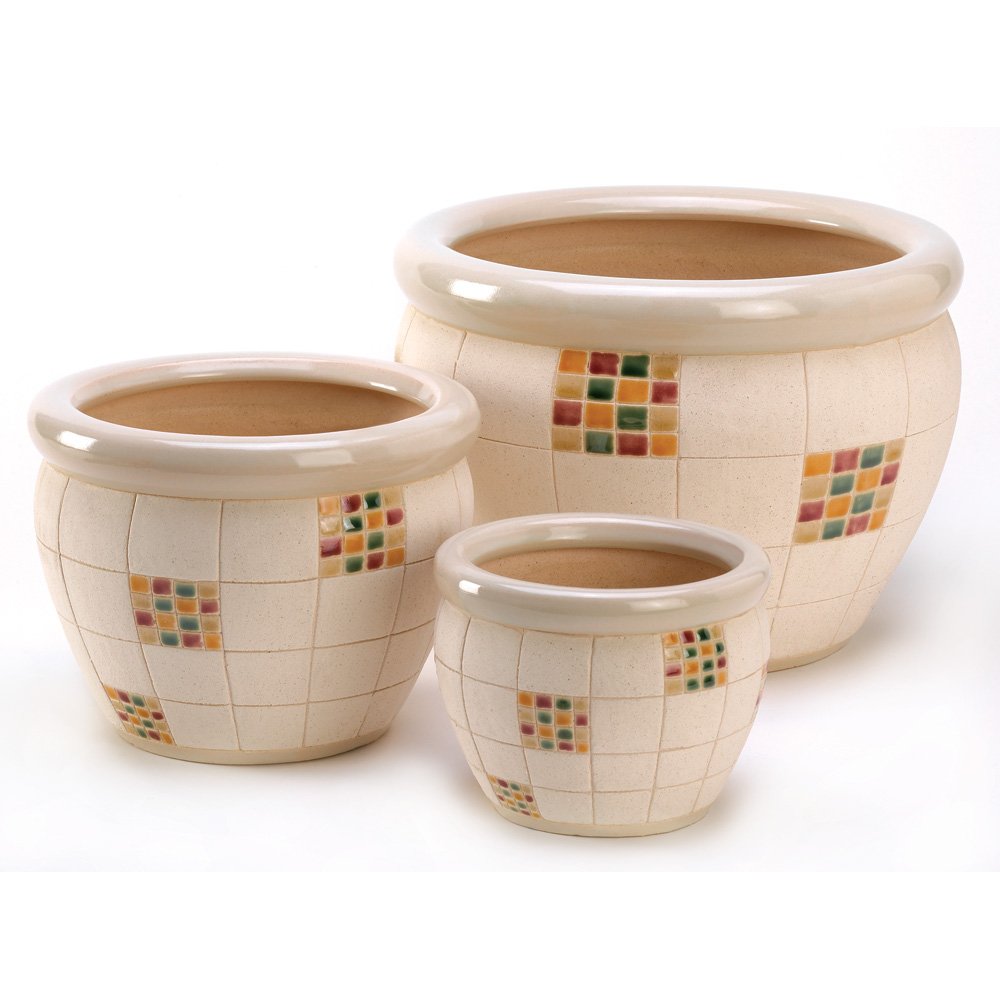 Checker design planter trio