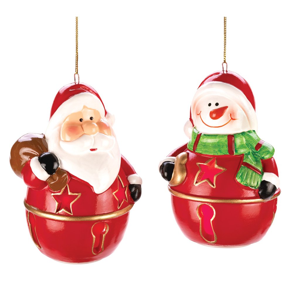 Santa & snowman bell ornaments