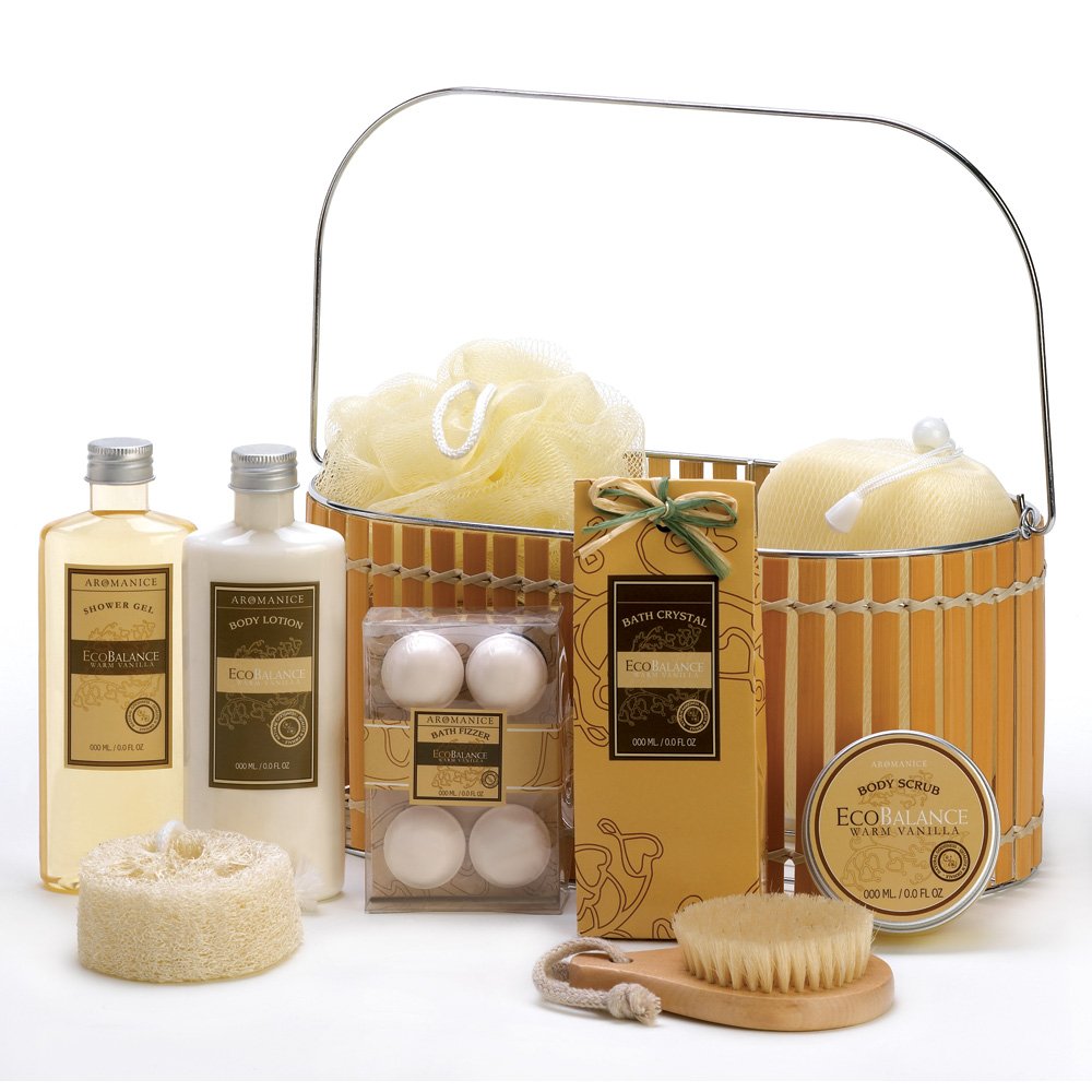 Warm vanilla spa basket