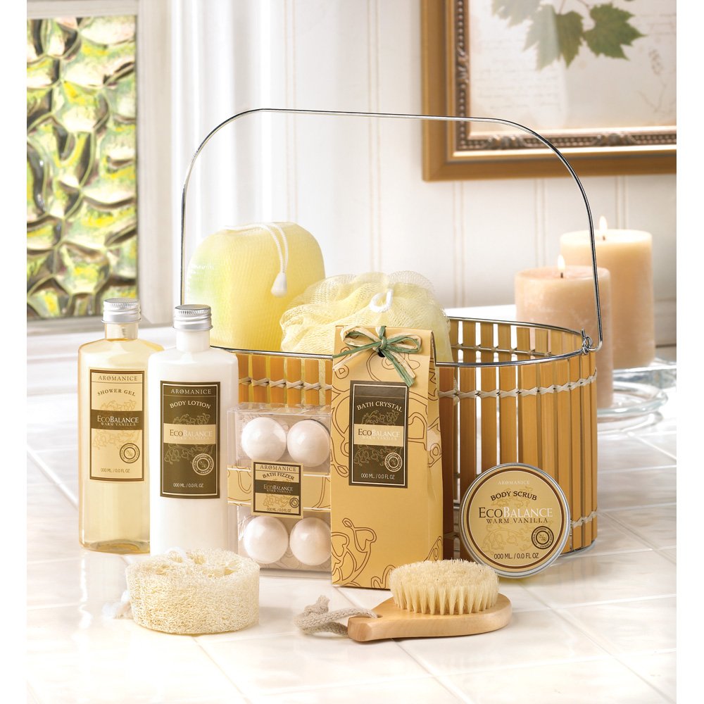 Warm vanilla spa basket
