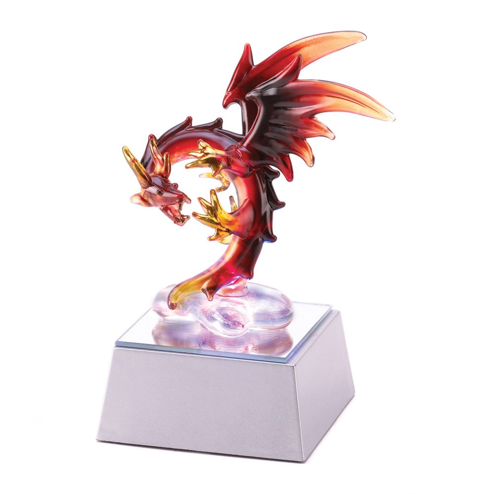 Spun glass light-up dragon