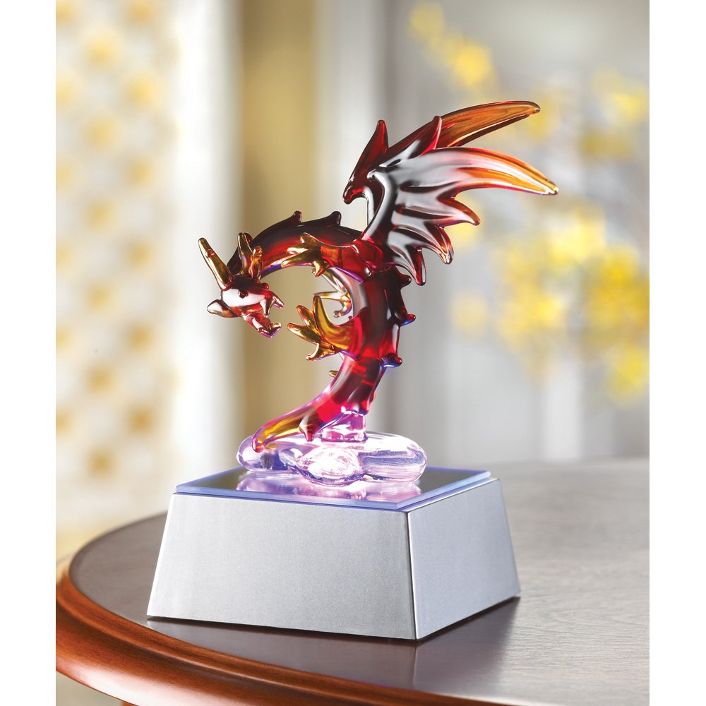Spun glass light-up dragon