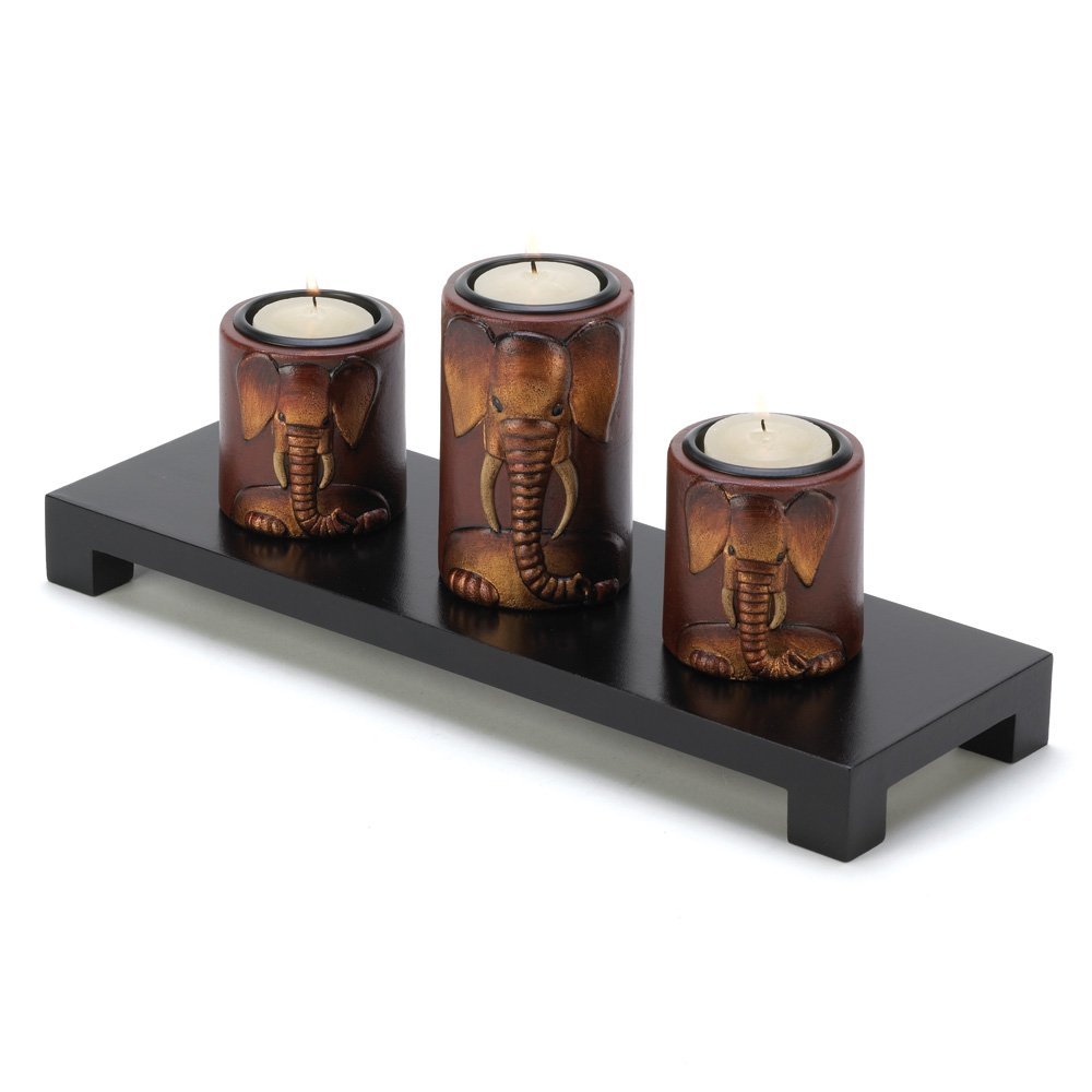 Elephant trio candleholders