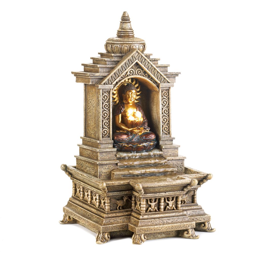 Golden buddha temple fountain