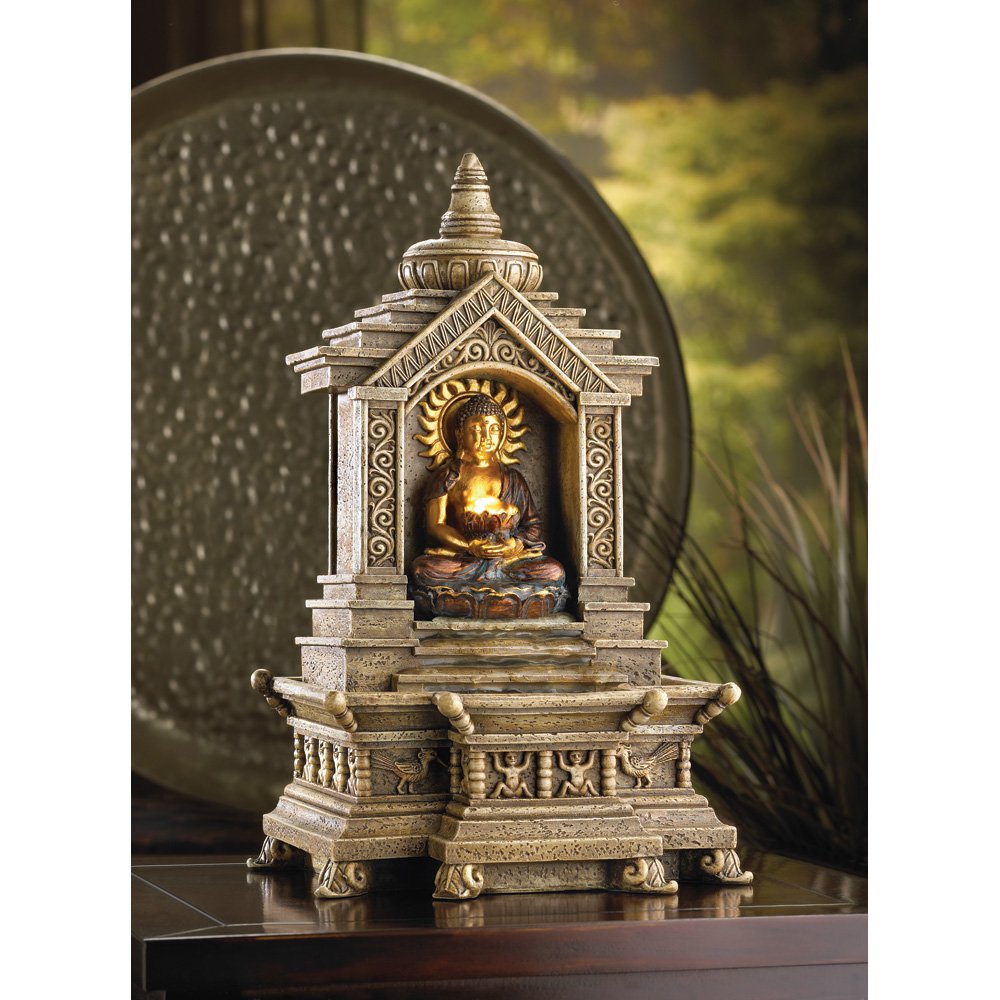 Golden buddha temple fountain