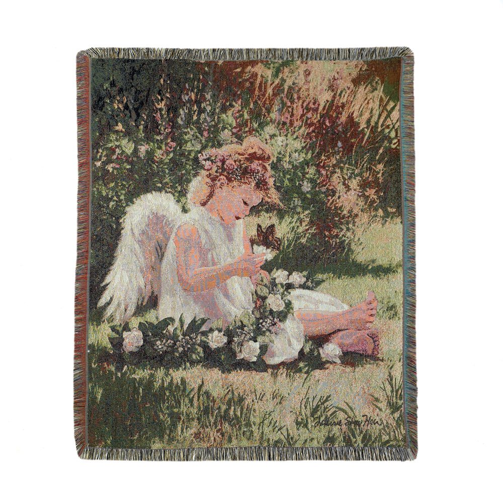 Garden angel tapestry throw