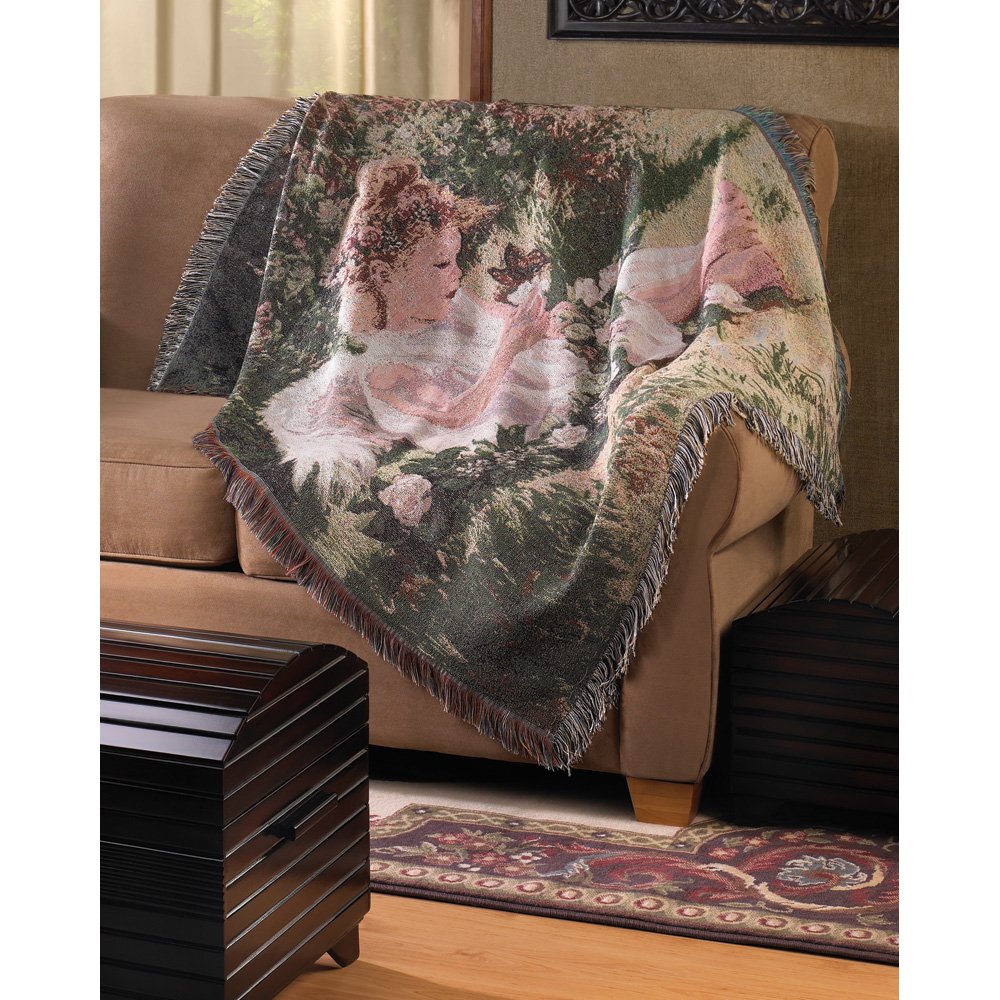 Garden angel tapestry throw
