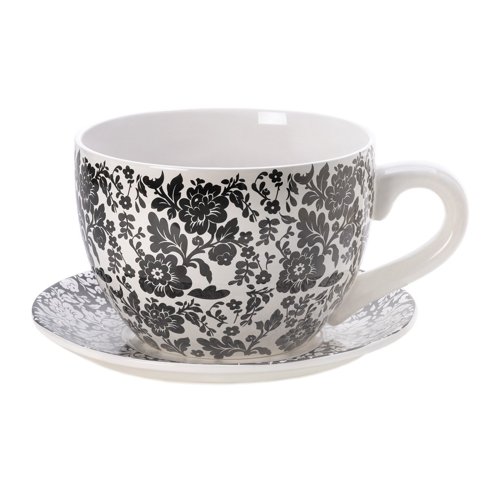 Delicate floral teacup planter