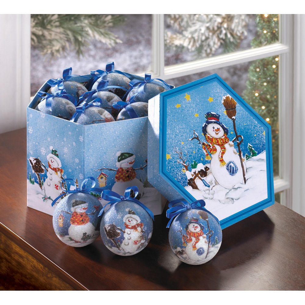 Blue snowman ornament box set